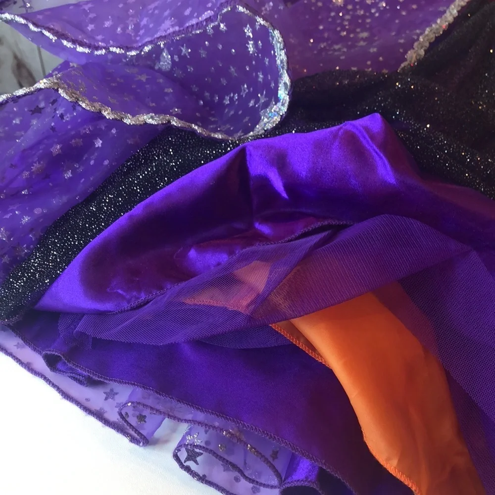 Disney Minne Mouse Princess Witch Purple Orange Sparkle Costume Girls 130 7/8